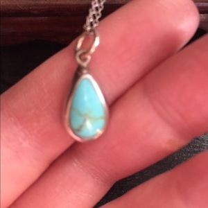 Turquoise pendant and chain sterling silver